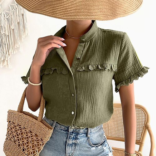 

independent real shot amazon temperament commuter shirt 2022 summer sexy fashion top women's casual vacation women's clothing