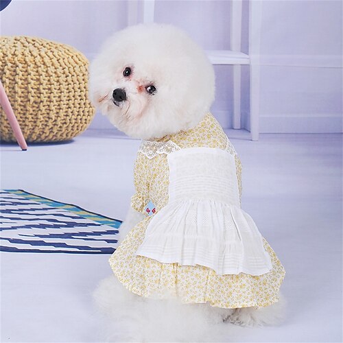 

Flower Lace Dog Dress Cat Princess Suspender Costume Puppy Tutu Floral&Bow Clothes Puppy Embroidery Skirt for Cats Teddy Dog Small Medium Dogs