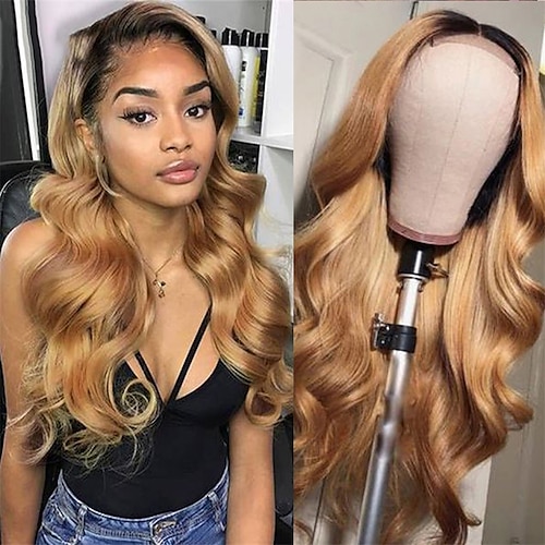 

Body Wave Human Hair 4x4/13x4 Lace Front Wig Colored Human Hair Wigs 1B 30 Honey Blonde Pre Plucked 1B Burgundy Wig For Women 150%/180% Density Human Hair