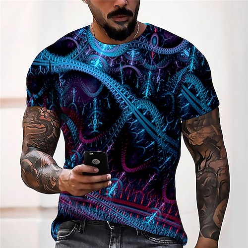 

Men's Unisex T shirt 3D Print Graphic Prints Machine Crew Neck Street Daily Print Short Sleeve Tops Casual Designer Big and Tall Sports Blue