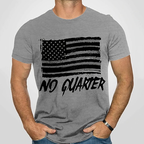 

Men's Unisex T shirt 3D Print Graphic Prints National Flag Letter Crew Neck Street Daily Print Short Sleeve Tops Casual Designer Big and Tall Sports Gray