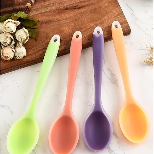 

Food Grade Silicone Small Spoons Resistant To High Temperature Semi-transparent Mini Spoons Childre's Stirring Soup Spoon Rice More Porridge Spoon