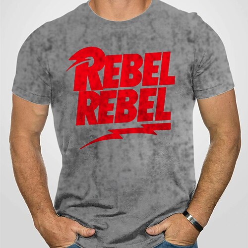 

Men's T shirt 3D Print Graphic Letter Crew Neck Casual Daily Print Short Sleeve Tops Fashion Vintage Designer Big and Tall Gray
