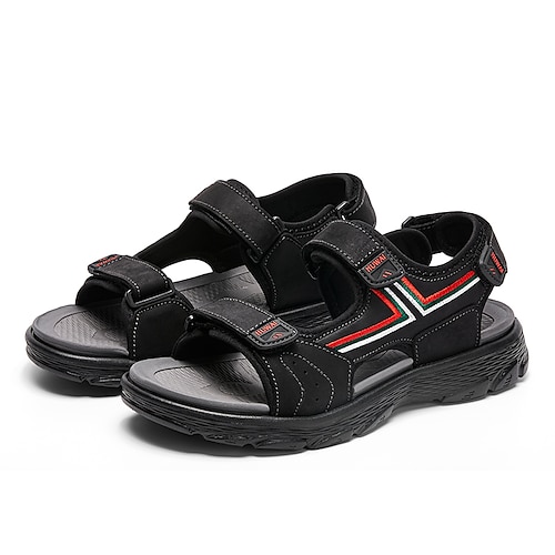 

Men's Sandals Casual Classic Daily Outdoor PU Elastic Fabric Black Spring Summer