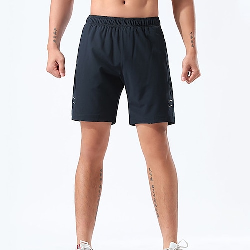 

Men's Casual Casual / Sporty Active Shorts Drawstring Pocket Elastic Waist Knee Length Pants Sports Outdoor Casual Micro-elastic Solid Color Breathable Quick Dry Mid Waist Black Navy Blue M L XL XXL