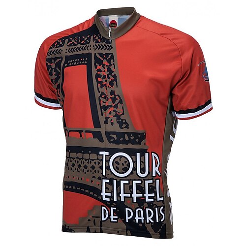 

21Grams Men's Cycling Jersey Short Sleeve Bike Top with 3 Rear Pockets Mountain Bike MTB Road Bike Cycling Breathable Quick Dry Moisture Wicking Reflective Strips Red Paris Polyester Spandex Sports