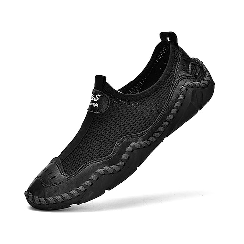 

Men's Loafers Slip-Ons Leather Shoes Casual Daily Outdoor Walking Shoes Leather Mesh Black Gray Beige Fall Spring