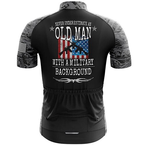 

21Grams Men's Cycling Jersey Short Sleeve Bike Top with 3 Rear Pockets Mountain Bike MTB Road Bike Cycling Breathable Quick Dry Moisture Wicking Reflective Strips Black American / USA Polyester