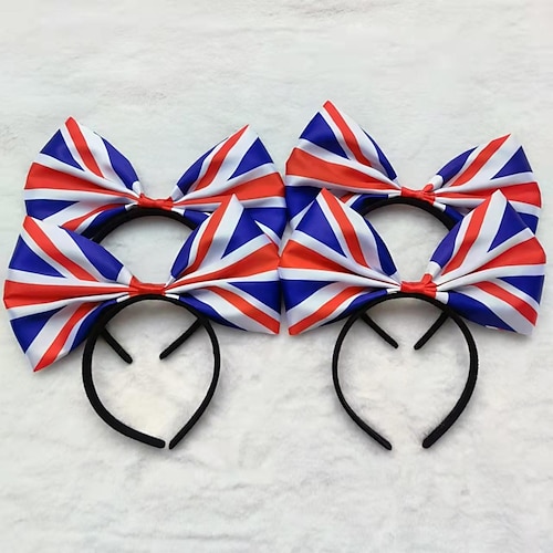 

The Queen's 70th Anniversary Tiara Headwear Union Jack Pattern Bow Headband Rice Flag Hair Accessories