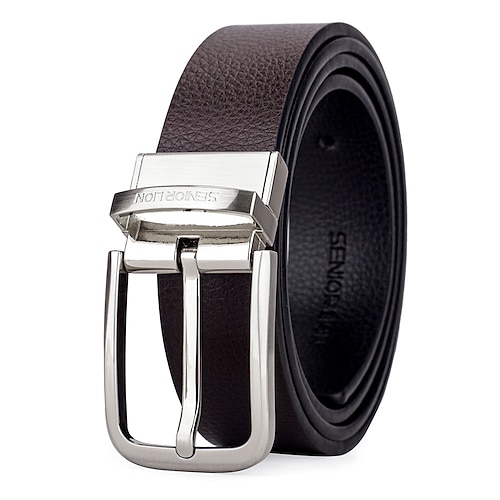 

Mens Reversible Leather Belt Leather Belts for men Rotated Buckle Great for JeansCasual & Business Work