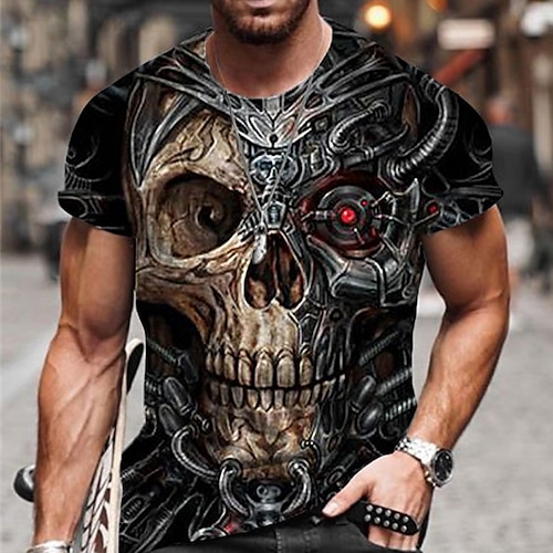 

Men's Unisex T shirt Tee Halloween Shirt Skull Graphic Prints Crew Neck Black Red Blue Green 3D Print Outdoor Street Short Sleeve Print Clothing Apparel Sports Designer Casual Big and Tall