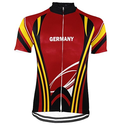 

21Grams Men's Cycling Jersey Short Sleeve Bike Top with 3 Rear Pockets Mountain Bike MTB Road Bike Cycling Breathable Quick Dry Moisture Wicking Reflective Strips Red Germany Polyester Spandex Sports