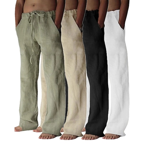 

Men's Trousers Casual / Sporty Chinos Cargo Pants Drawstring Pocket Multiple Pockets Full Length Pants Casual Daily Micro-elastic Solid Color Comfort Breathable Mid Waist White Black Blue Light Green