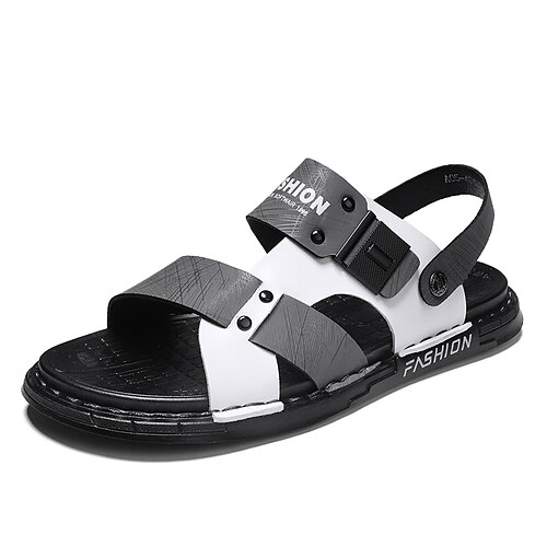 

Men's Sandals Casual Classic Home Daily PU Black Gray Spring Summer