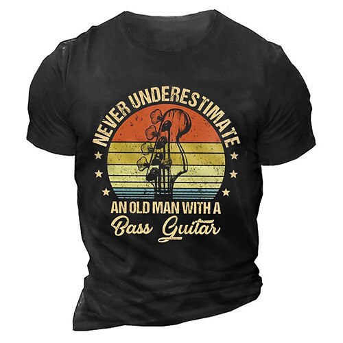 

Men's Unisex T shirt 3D Print Graphic Prints Musical Instrument Letter Crew Neck Street Daily Print Short Sleeve Tops Casual Designer Big and Tall Sports Black Army Green Dark Gray