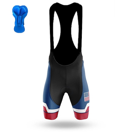 

21Grams Men's Cycling Bib Shorts Bike Bottoms Mountain Bike MTB Road Bike Cycling Sports American / USA 3D Pad Cycling Breathable Quick Dry Dark Blue Polyester Spandex Clothing Apparel Bike Wear