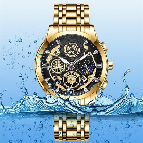 

2022 New Va-2452 Sun Moon Star Men'S Watch Skeleton Calendar Non-Mechanical Tourbillon Quartz Waterproof Watch