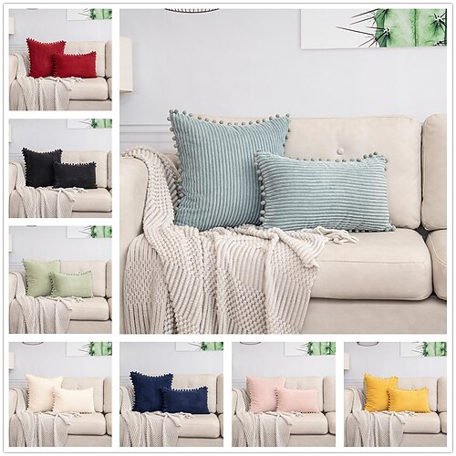 

1pc Nordic Light Luxury Simple Corduroy Pillow Living Room Sofa Back Cushion Bed Head Office Cover