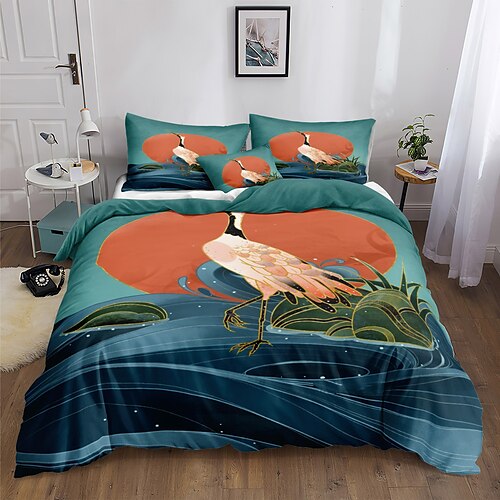 

Chinese Style 3-Piece Duvet Cover Set Hotel Bedding Sets Comforter Cover with Soft Lightweight Microfiber, Include 1 Duvet Cover, 2 Pillowcases (1 Pillowcase for Twin/Single)