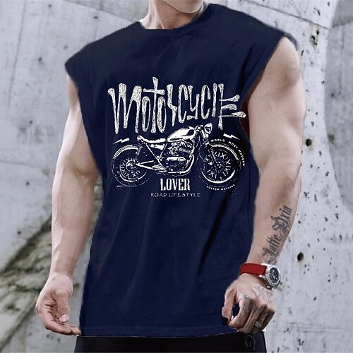 

Men's Unisex T shirt Tee Hot Stamping Graphic Prints Motorcycle Crew Neck Street Daily Print Cap Sleeve Tops Casual Designer Big and Tall Sports Black Navy Blue