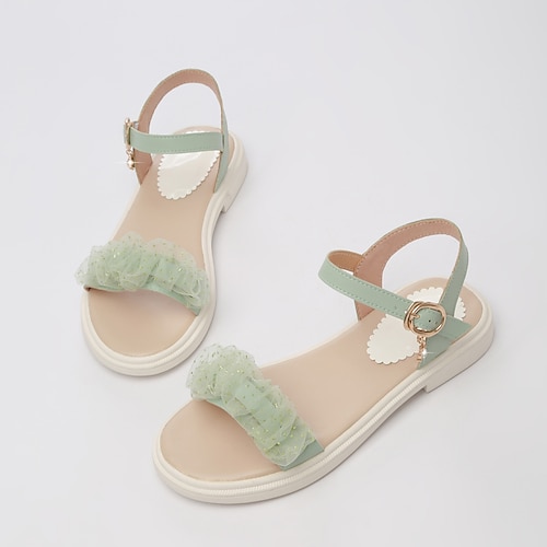 

Girls' Sandals Princess Shoes School Shoes PU School Shoes Big Kids(7years ) School Daily Buckle Green White Black Fall Summer