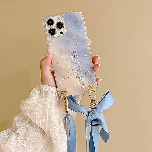 

Phone Case For Apple Back Cover Handbag Purse iPhone 13 12 11 Pro Max X XR XS Max Bumper Frame with Phone Strap with Adjustable Neck Strap Heart Glitter Shine TPU PC