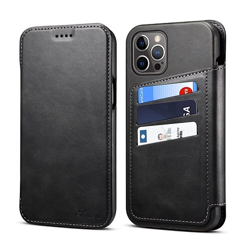 

Phone Case For Apple Wallet Card iPhone 13 Pro Max 12 Mini 11 X XR XS Max 8 7 Magnetic Dustproof Card Holder Slots Solid Colored PU Leather