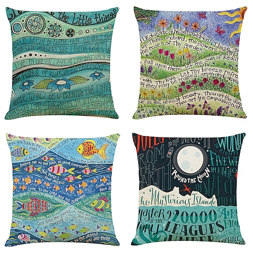 

Abstract Double Side Cushion Cover 4PC Soft Decorative Square Throw Pillow Cover Cushion Case Pillowcase for Bedroom Livingroom Superior Quality Machine Washable Indoor Cushion for Sofa Couch Bed Chair