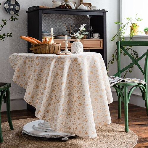 

Farmhouse Style Pastoral Tablecloth Cotton Linen Fabric Table Cloth,Washable Table Cover Dust-Proof Wrinkle Resistant for Restaurant, Picnic, Indoor and Outdoor Dining