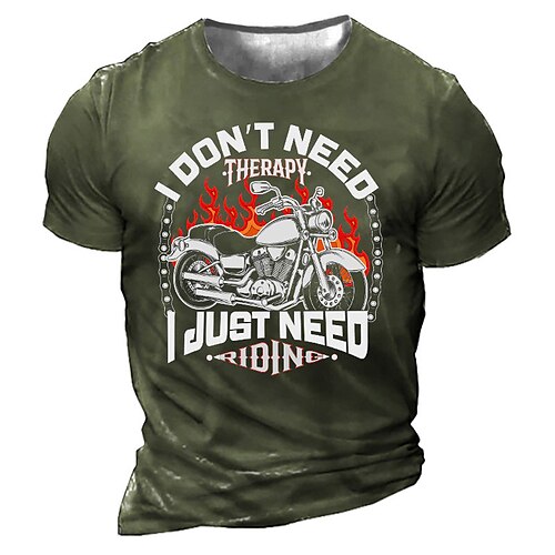 

Men's Unisex T shirt 3D Print Graphic Prints Motorcycle Letter Crew Neck Street Daily Print Short Sleeve Tops Casual Designer Big and Tall Sports Black Army Green Dark Gray