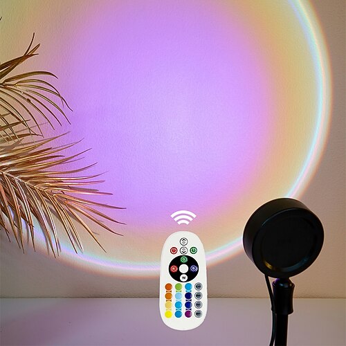 

Sunset Lamp Projection USB 16 Colors Changing Projector Floor Lamp Night Light 360 Degree Rotation for Christmas Decorations Photography Party Bedroom Home Decor