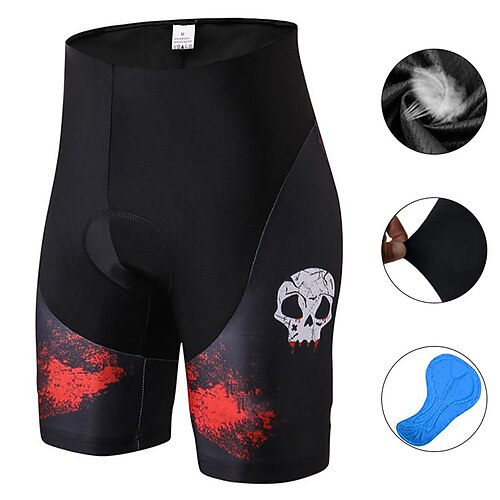 

21Grams Men's Bike Shorts Cycling Padded Shorts Bike Padded Shorts / Chamois Bottoms Mountain Bike MTB Road Bike Cycling Sports Skull 3D Pad Cycling Breathable Quick Dry Black Red Polyester Spandex