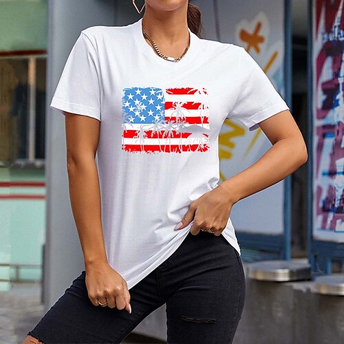 

Inspired by Independence Day July 4 USA Flag T-shirt Cartoon Manga Anime Harajuku Graphic Kawaii T-shirt For Men's Women's Unisex Adults' Hot Stamping 100% Polyester