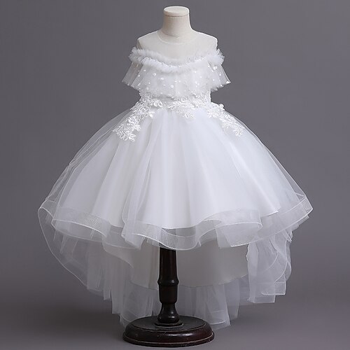 

Kids Girls' Dress Flower Tulle Dress Knee-length Dress Party Print Short Sleeve Cute Dress 4-13 Years Fall Yellow White