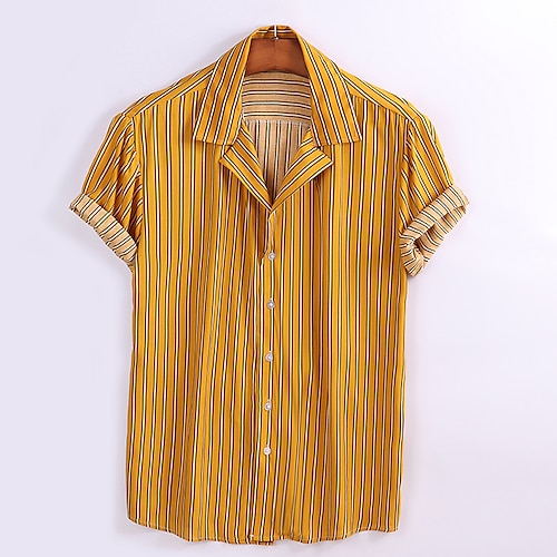 

Men's Shirt 3D Print Striped Turndown Casual Daily Print Tops Casual Exaggerated White Yellow