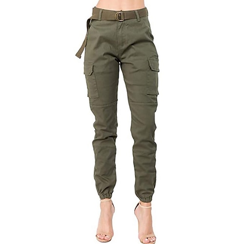 

Women's Joggers Cargo Pants Cuffed Cargo Army Green Mid Waist Fashion Leisure Sports Weekend Micro-elastic Ankle-Length Comfort Plain S M L XL XXL