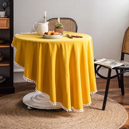 

Pastoral Tablecloth Cotton Linen Fabric Table Cloth - Washable Table Cover Dust-Proof Wrinkle Resistant for Restaurant, Picnic, Indoor and Outdoor Dining