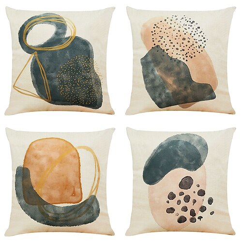 

Abstract Double Side Cushion Cover 4PCS Soft Decorative Square Throw Pillow Cover Cushion Case Pillowcase for Sofa Bedroom Superior Quality Machine Washable