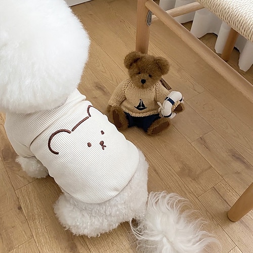 

Dog Cat Shirt / T-Shirt Bear Fashion Cute Holiday Casual / Daily Dog Clothes Puppy Clothes Dog Outfits Soft White Brown Costume for Girl and Boy Dog Cloth XS S M L XL 2XL