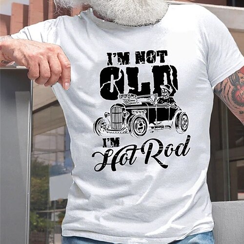 

Men's T shirt Hot Stamping Graphic Car Crew Neck Street Casual Print Short Sleeve Tops Basic Fashion Classic Comfortable White Gray