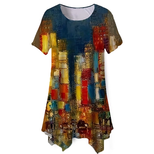 

Per donna Taglia grossa Top Blusa Camicia Farfalla Color Block Stampa Manica corta Girocollo Streetwear Giornaliero Per eventi Jersey di cotone spandex Primavera Estate Bianco Grigio / Plus Size