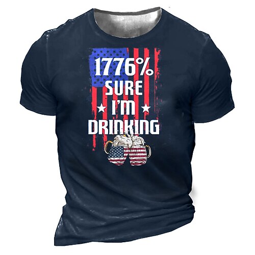 

Men's Unisex T shirt Tee 3D Print Graphic Prints Beer National Flag Crew Neck Street Daily Print Short Sleeve Tops Casual Designer Big and Tall Sports Black Army Green Navy Blue