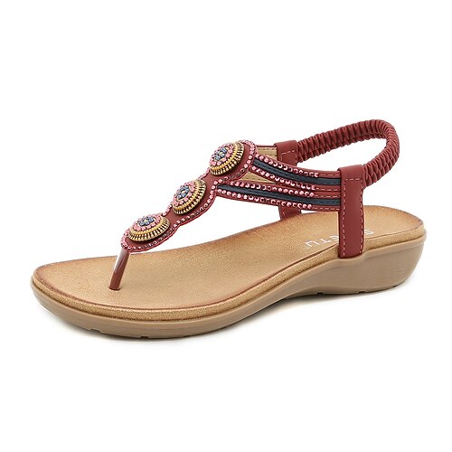 

Women's Sandals Wedge Sandals Wedge Heels Rhinestone Wedge Heel Round Toe Open Toe Elegant Casual Daily Office PU Leather Elastic Band Spring Summer Solid Colored Wine Almond Royal Blue