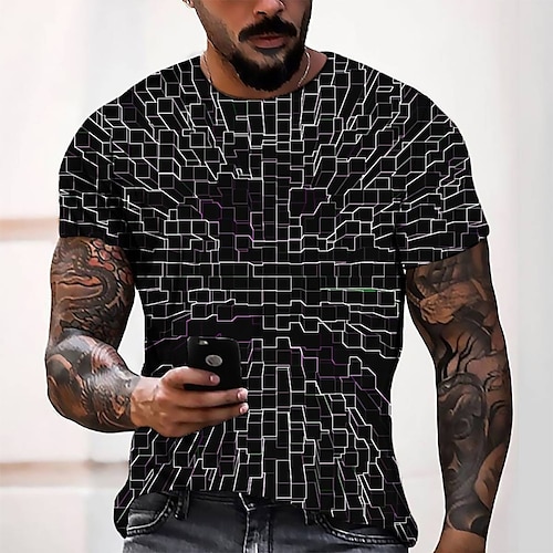 

Men's Tee T shirt Tee 3D Print Graphic Round Neck Casual Daily 3D Print Short Sleeve Tops Fashion Designer Cool Comfortable Black