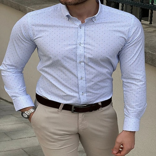 

Men's Shirt Paisley Turndown Street Casual Button-Down Long Sleeve Tops Casual Fashion Breathable Comfortable White