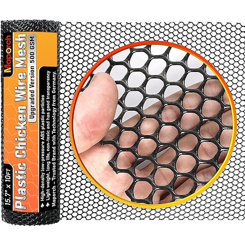 

Upgraded 15.7IN x 10FT Plastic Chicken Wire Fence Mesh, Hexagonal Fencing Wire for Gardening, Poultry Fencing, Chicken Wire Frame for Crafts, Floral Netting (Black&Green)