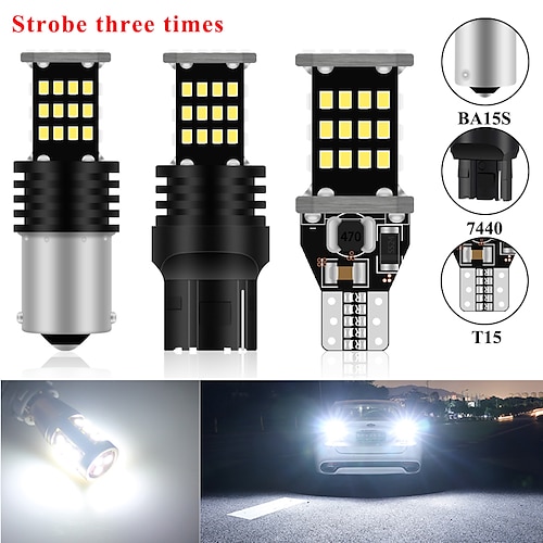 

2x 7440 T20 W21W 1156 BA15S P21W T15 W16W Reserve Light Backup lamp 1206 42SMD Reversing Light Backup light Flash