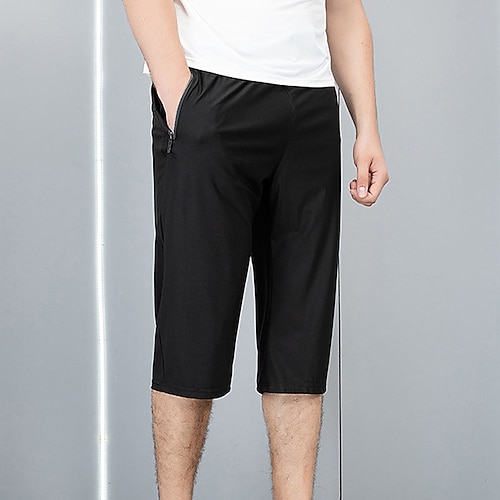 

Men's Classic Style Fashion Active Shorts Capri shorts Drawstring Pocket Elastic Drawstring Design Calf-Length Pants Sports Outdoor Casual Micro-elastic Solid Color Comfort Breathable Mid Waist Black