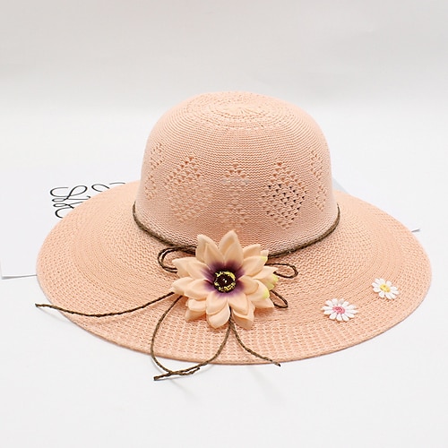 

Mujer Sombrero Sombrero de copa Rosa Claro Rosa Caqui Fiesta Exterior Festivos Floral Floral Portátil Protección Solar Comodidad