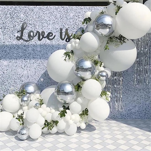 

125pcs argento bianco palloncini matrimonio decorazioni decorazioni di nozze oggetti decorativi decorazioni di festa festa giardino decorazione di nozze